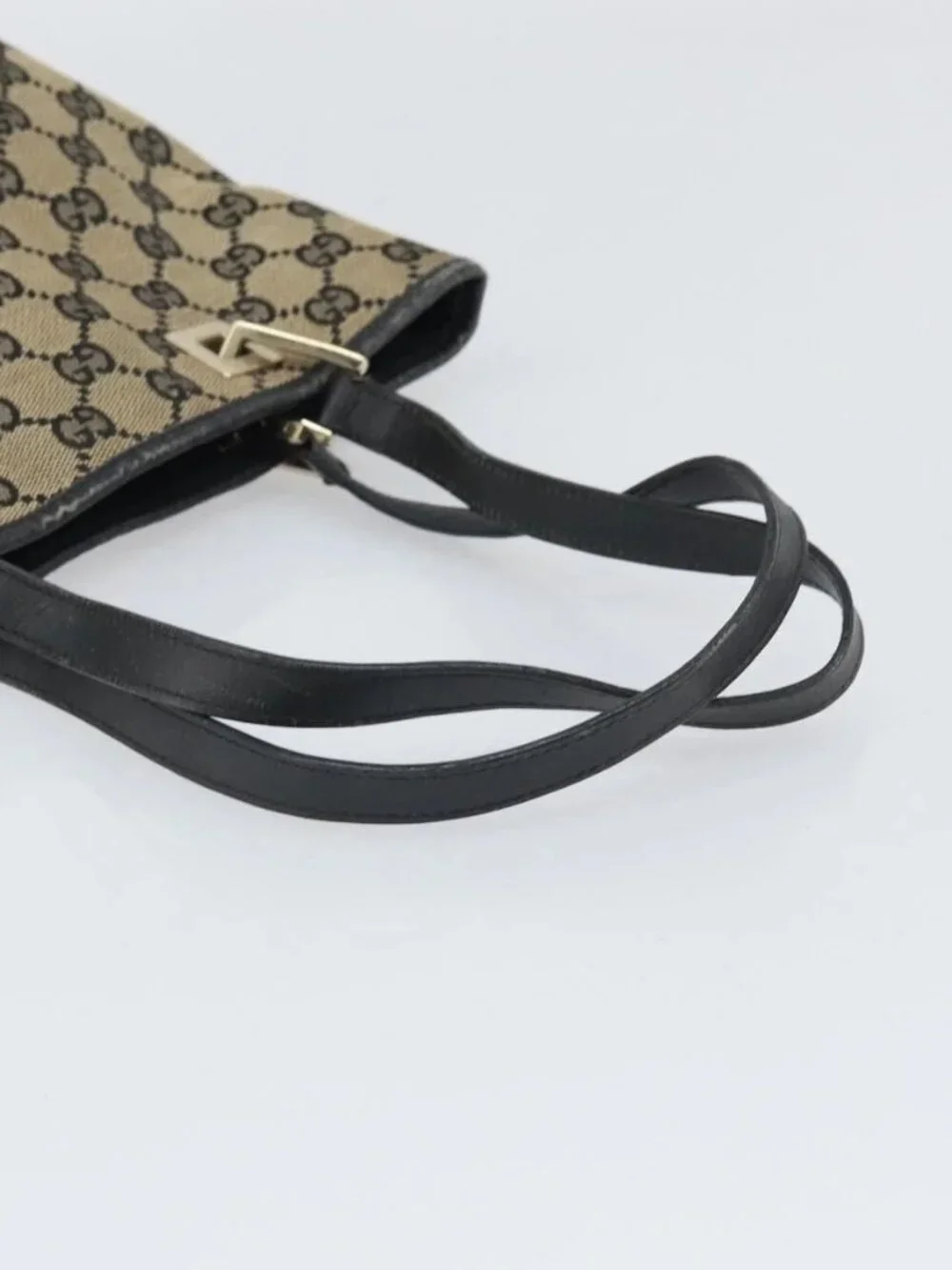 GUCCI GG Canvas Tote Bag Gold Navy 002 1099 2404 Auth ep13085